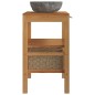 vidaXL Waschtischunterschrank Teak Massiv mit Flussstein Waschbecken vidaXL Waschtischunterschrank Teak Massiv mit Flussstein Waschbecken