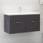 vidaXL Waschbeckenunterschrank Hochglanz-Grau 90x38,5x46cm vidaXL Waschbeckenunterschrank Hochglanz-Grau 90x38,5x46cm