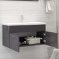 vidaXL Waschbeckenunterschrank Hochglanz-Grau 90x38,5x46cm vidaXL Waschbeckenunterschrank Hochglanz-Grau 90x38,5x46cm