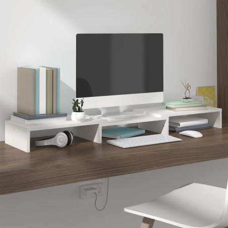 vidaXL Monitorständer Weiß 80x24x10,5 cm Massivholz Kiefer