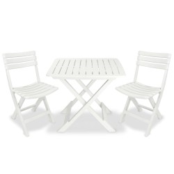 vidaXL 3-tlg. Bistro-Set Klappbar Kunststoff Weiß