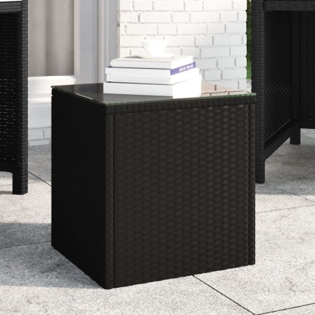 vidaXL Beistelltisch Schwarz 40x37x40,5 cm Polyrattan und Hartglas