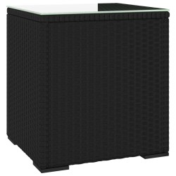 vidaXL Beistelltisch Schwarz 40x37x40,5 cm Polyrattan und Hartglas