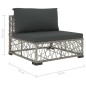 10-tlg. Garten-Lounge-Set mit Auflagen Poly Rattan Grau 10-tlg. Garten-Lounge-Set mit Auflagen Poly Rattan Grau