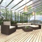 8-tlg. Garten-Lounge-Set mit Auflagen Poly Rattan Braun 8-tlg. Garten-Lounge-Set mit Auflagen Poly Rattan Braun