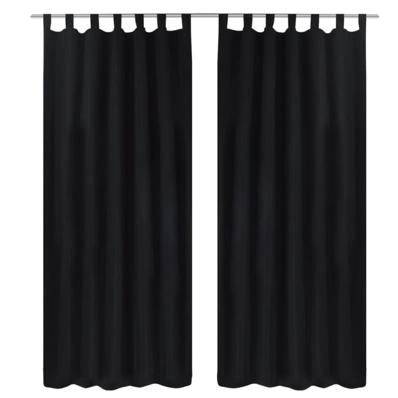 Vorhänge Gardinen aus Satin 2-teilig 140 x 225 cm Schwarz Vorhänge Gardinen aus Satin 2-teilig 140 x 225 cm Schwarz