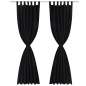 Vorhänge Gardinen aus Satin 2-teilig 140 x 225 cm Schwarz Vorhänge Gardinen aus Satin 2-teilig 140 x 225 cm Schwarz