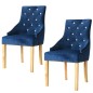 vidaXL Esszimmerstühle 2 Stk. Blau Eiche Massivholz und Samt vidaXL Esszimmerstühle 2 Stk. Blau Eiche Massivholz und Samt