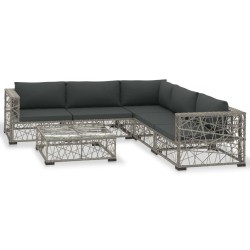vidaXL 6-tlg. Garten-Lounge-Set mit Auflagen Poly Rattan Grau