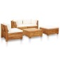vidaXL 5-tlg. Garten-Sofagarnitur mit Auflagen Akazienholz Cremeweiß vidaXL 5-tlg. Garten-Sofagarnitur mit Auflagen Akazienholz Cremeweiß
