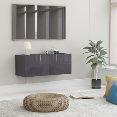 vidaXL TV-Schrank Hochglanz-Grau 80x30x30 cm Holzwerkstoff