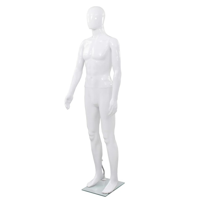 vidaXL Männliche Schaufensterpuppe mit Glassockel Weiß 185 cm vidaXL Männliche Schaufensterpuppe mit Glassockel Weiß 185 cm