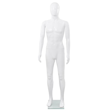 vidaXL Männliche Schaufensterpuppe mit Glassockel Weiß 185 cm 