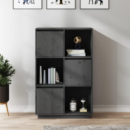 vidaXL Highboard Grau 74x35x117 cm Massivholz Kiefer