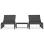 Sonnenliegen 2 Stk. mit Tisch Poly Rattan Grau Sonnenliegen 2 Stk. mit Tisch Poly Rattan Grau