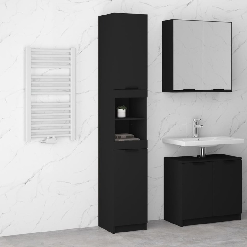 vidaXL Badschrank Schwarz 32x34x188,5 cm Holzwerkstoff vidaXL Badschrank Schwarz 32x34x188,5 cm Holzwerkstoff