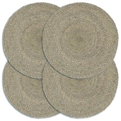 vidaXL Tischsets 4 Stk. Uni Grau 38 cm Rund Jute