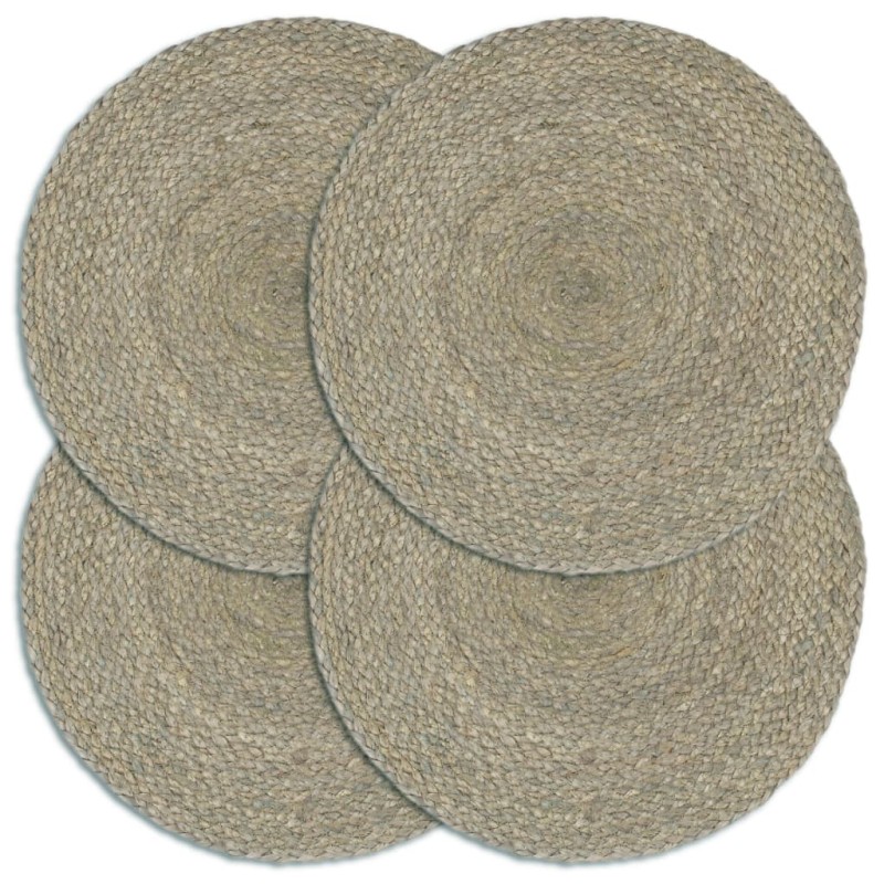 vidaXL Tischsets 4 Stk. Uni Grau 38 cm Rund Jute vidaXL Tischsets 4 Stk. Uni Grau 38 cm Rund Jute