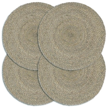 vidaXL Tischsets 4 Stk. Uni Grau 38 cm Rund Jute