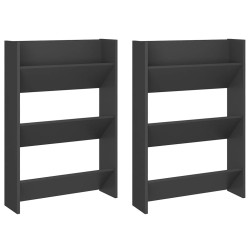 vidaXL Wand-Schuhschränke 2 Stk. Grau 60x18x90 cm Holzwerkstoff
