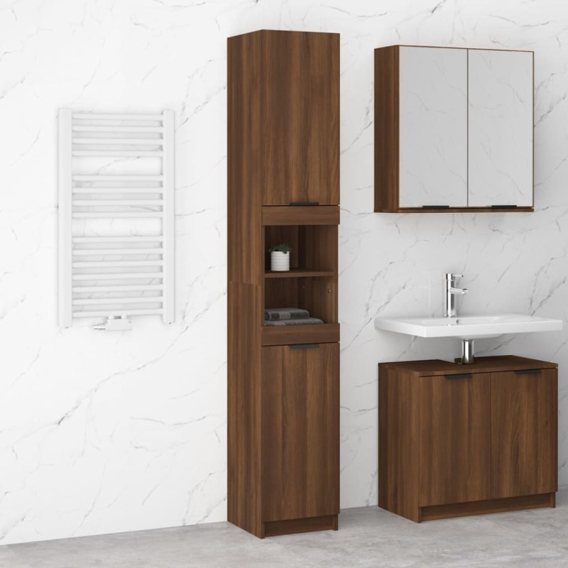 vidaXL Badschrank Braun Eichen-Optik 32x34x188,5 cm Holzwerkstoff vidaXL Badschrank Braun Eichen-Optik 32x34x188,5 cm Holzwerkstoff