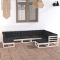 vidaXL 9-tlg. Garten-Lounge-Set mit Kissen Weiß Kiefer Massivholz vidaXL 9-tlg. Garten-Lounge-Set mit Kissen Weiß Kiefer Massivholz