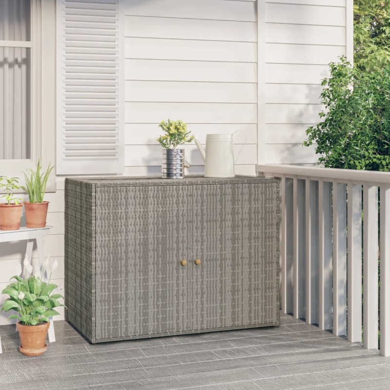 vidaXL Gartenschrank Grau 100x55,5x80 cm Poly Rattan vidaXL Gartenschrank Grau 100x55,5x80 cm Poly Rattan