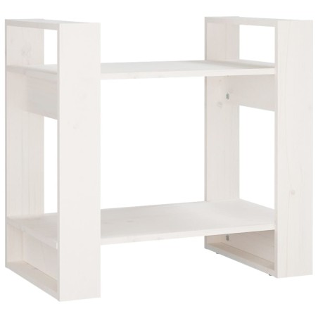 vidaXL Bücherregal/Raumteiler Weiß 60x35x57 cm Massivholz Kiefer