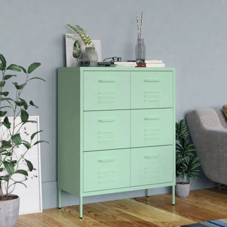 vidaXL Schubladenschrank Minzgrün 80x35x101,5 cm Stahl    