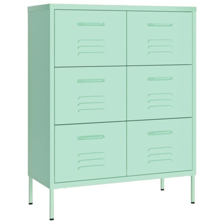 vidaXL Schubladenschrank Minzgrün 80x35x101,5 cm Stahl    