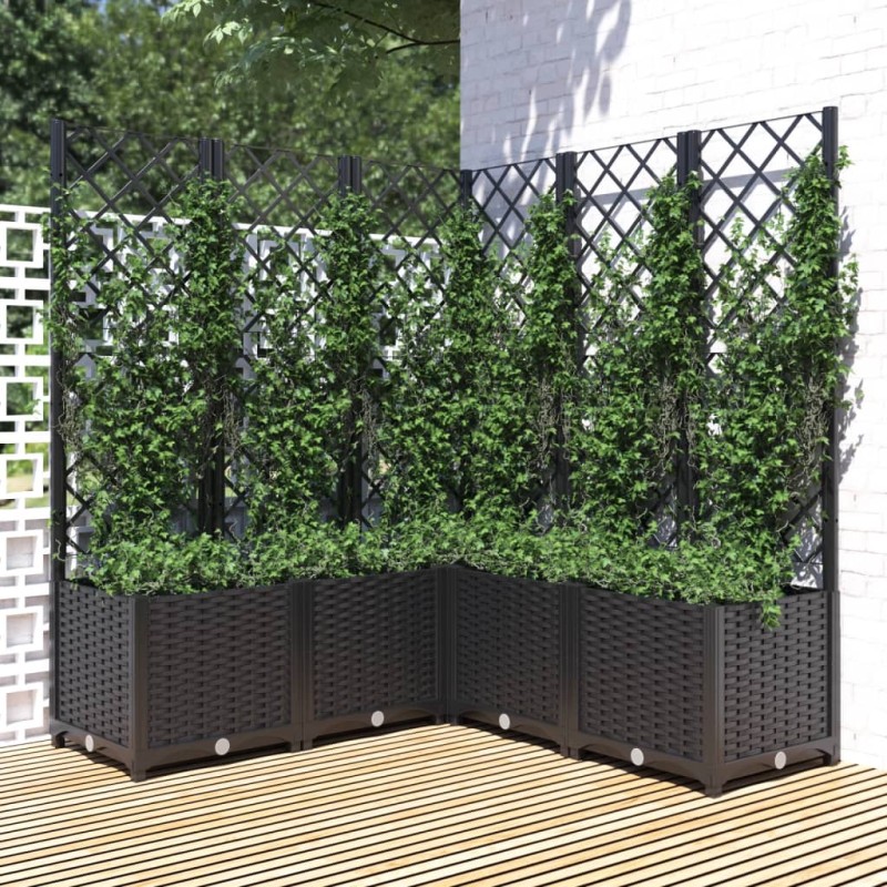 vidaXL Pflanzkübel mit Spalier Schwarz 120x120x136 cm PP vidaXL Pflanzkübel mit Spalier Schwarz 120x120x136 cm PP