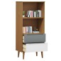 vidaXL Bücherregal MOLDE Braun 60x35x133,5 cm Massivholz Kiefer vidaXL Bücherregal MOLDE Braun 60x35x133,5 cm Massivholz Kiefer