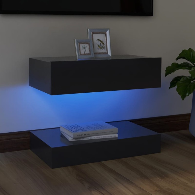 vidaXL TV-Schrank mit LED-Leuchten Grau 60x35 cm vidaXL TV-Schrank mit LED-Leuchten Grau 60x35 cm