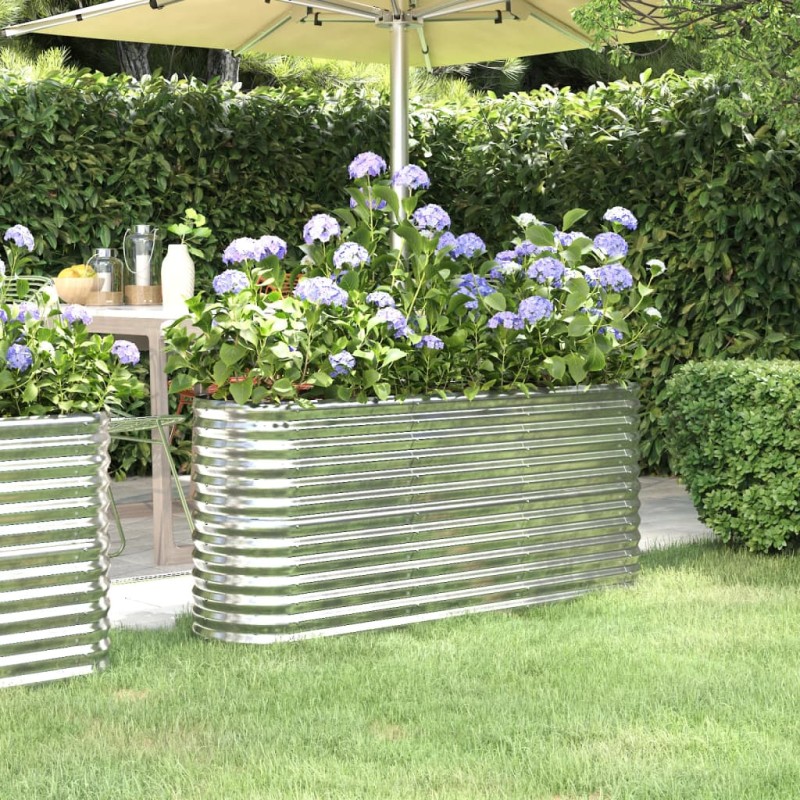 vidaXL Hochbeet Pulverbeschichteter Stahl 152x40x68 cm Silbern vidaXL Hochbeet Pulverbeschichteter Stahl 152x40x68 cm Silbern
