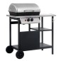 Gasgrill mit Beistelltisch auf 3 Ebenen Schwarz und Silbern Gasgrill mit Beistelltisch auf 3 Ebenen Schwarz und Silbern