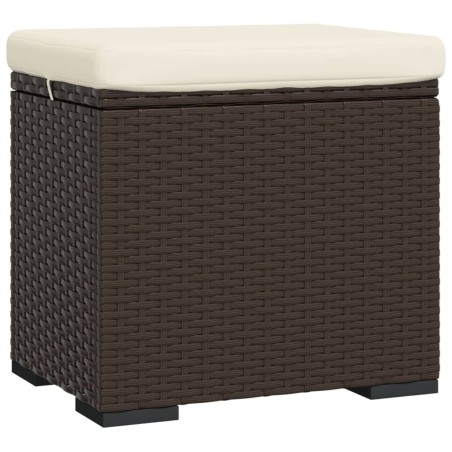 vidaXL Hocker mit Kissen Braun 40x30x40 cm Poly Rattan