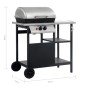 Gasgrill mit Beistelltisch auf 3 Ebenen Schwarz und Silbern Gasgrill mit Beistelltisch auf 3 Ebenen Schwarz und Silbern