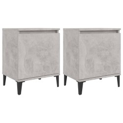 vidaXL Nachttische mit Metallbeinen 2 Stk. Betongrau 40x30x50 cm