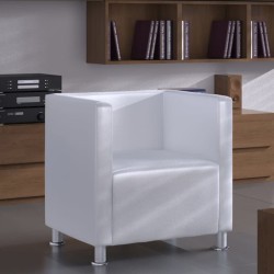 vidaXL Clubsessel Weiß Kunstleder