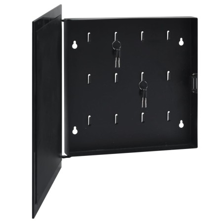 vidaXL Schlüsselkasten mit Magnettafel Schwarz 35x35x5,5 cm