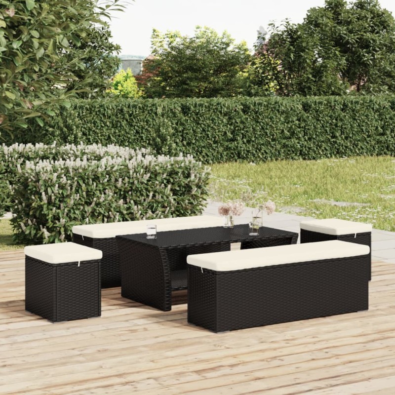 vidaXL Hocker mit Kissen 2 Stk. Schwarz 40x30x40 cm Poly Rattan vidaXL Hocker mit Kissen 2 Stk. Schwarz 40x30x40 cm Poly Rattan