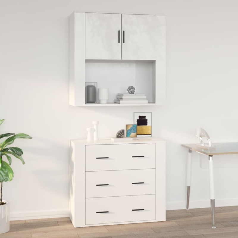 vidaXL Wandschrank Hochglanz-Weiß 80x33x80 cm Holzwerkstoff vidaXL Wandschrank Hochglanz-Weiß 80x33x80 cm Holzwerkstoff