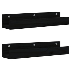vidaXL Wandregale 2 Stk. Schwarz 50x12x9 cm Massivholz Kiefer