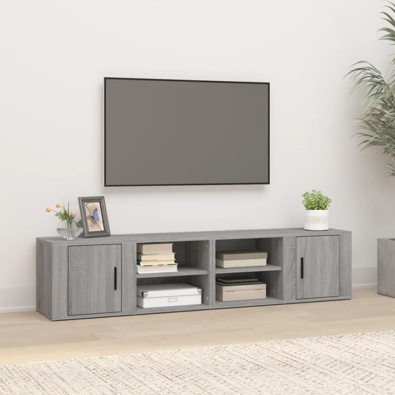 vidaXL TV-Schränke 2 Stk. Grau Sonoma 80x31,5x36 cm Holzwerkstoff vidaXL TV-Schränke 2 Stk. Grau Sonoma 80x31,5x36 cm Holzwerkstoff
