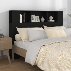 vidaXL Kopfteil mit Ablagen Schwarz 140x18,5x104,5 cm