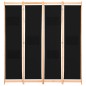vidaXL 4-teiliger Raumteiler Schwarz 160 x 170 x 4 cm Stoff