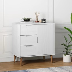 vidaXL Sideboard MOLDE Weiß 76,5x40x80 cm Massivholz Kiefer