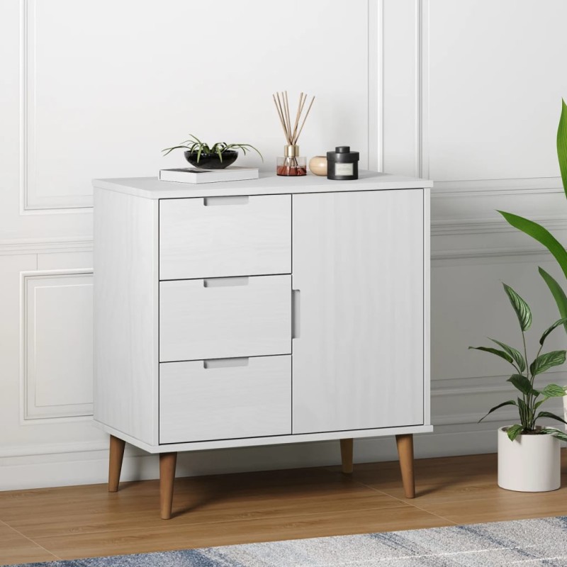 vidaXL Sideboard MOLDE Weiß 76,5x40x80 cm Massivholz Kiefer vidaXL Sideboard MOLDE Weiß 76,5x40x80 cm Massivholz Kiefer