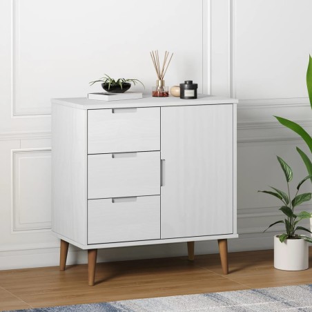 vidaXL Sideboard MOLDE Weiß 76,5x40x80 cm Massivholz Kiefer