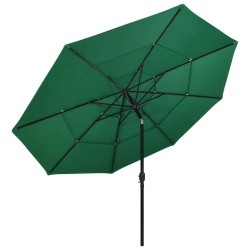 vidaXL Sonnenschirm mit Aluminium-Mast 3-lagig Grün 3,5 m